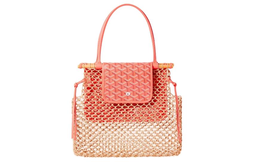 GOYARD Aligre Raffia With Canvas Shoulder Bags Handbags Women's Pink & Beige