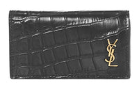 SAINT LAURENT Lambskin Card Clip Key Pouch Men's Black