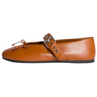 MIU MIU Flat Mary Jane Shoes Women's Cognac