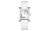 HERMES Heure H Wrist Watch Quartz Movement Crocodile Leather Strap White Dial Women's Watch