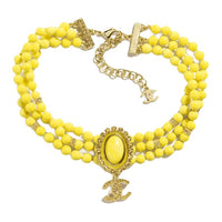 CHANEL Metal Necklaces Unisex Yellow