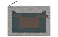 HERMES Toodoo Wool Felt With Epsom Calfskin Clutch Men's Light Gray/Storm Blue/Tin Gray