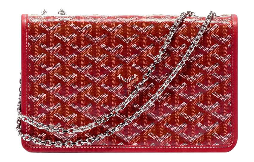 GOYARD Alexandre III Canvas With Leather Shoulder Bag Crossbody Bag Women's Red