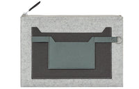 HERMES Toodoo Cow Leather Clutch Men's Light Gray/Graphite/Apricot Green
