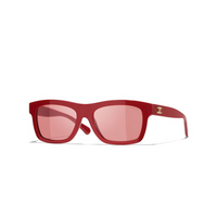 CHANEL Acetate Square Sunglasses Unisex Red