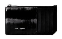 SAINT LAURENT PARIS Calfskin With Lambskin Card Holder Men's Black
