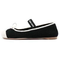 MIU MIU Flat Mary Jane Shoes Women's Black White