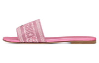 DIOR Dway Genuine Leather Sole Odor-Resistant Slide Slippers Women's Pink