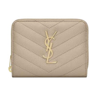 SAINT LAURENT Monogram Calfskin Wallet Women's Apricot