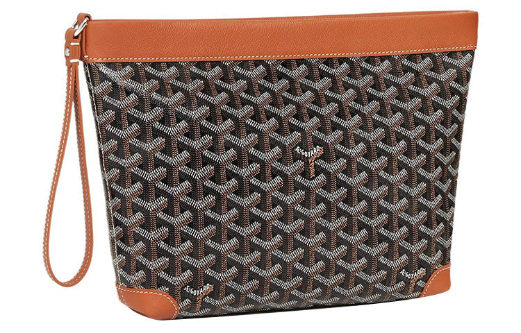 GOYARD Canvas With Calfskin Dog's Teeth Toiletry Bags Storage Bags Clutches Regular Unisex Brown