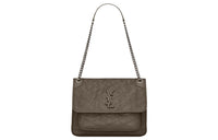 SAINT LAURENT Cow Leather Handbag Shoulder Bag Women's Dark Brown