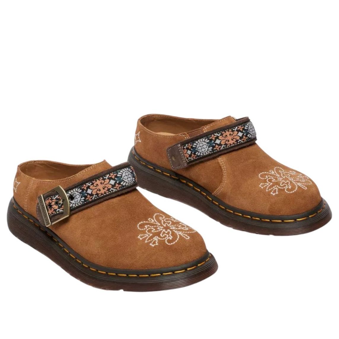 Dr. Martens Isham Suede and Jacquard Mules 'Brown' 40825200