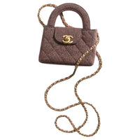 CHANEL Washed Denim Shoulder Bag Crossbody Bag Handbag Women's Orange & Black
