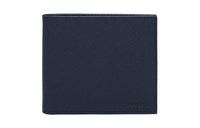 PRADA Cow Leather Card Holder Wallet Men's Dark Blue