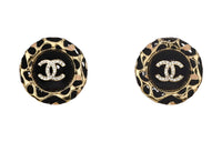 CHANEL Stud Earrings Women's Black/Gold