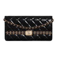 CHANEL Cow Leather Shoulder Bag Crossbody Bag Women's Black
