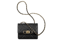 CHANEL Calfskin Shoulder Bag Crossbody Bag Women's Black
