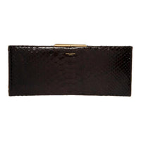 SAINT LAURENT Leather Clutch Women's Dark Brown