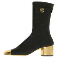 CHANEL Ankle Boots Women's Black/Gold