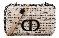 DIOR Caro Tweed With Canvas Handheld Shoulder Bag Crossbody Bag Small Size Women's White/Black