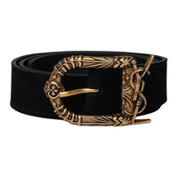 SAINT LAURENT Badge Logo Pin Buckle Leather Belts Women's Black