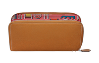 HERMES Silk'In Epsom With Barenia Calfskin Wallet Women's Gold Brown/Multicolor