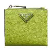 PRADA Cow Leather Wallet Men's Light Green