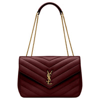 SAINT LAURENT LOULOU Lambskin Shoulder Bag Large Size Women's Rouge