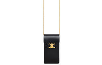 CELINE Cow Leather Shoulder Bag, Crossbody Bag, Cell Phone Pouch Regular Women's Black