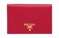 PRADA Saffiano Leather Passport Holder Wallet Women's Red
