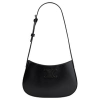 CELINE Calfskin Crossbody Bag Shoulder Bag Medium Size Women's Black