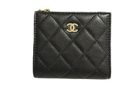 CHANEL Grain Cow Leather Clutch Card Holder, Wallet Women's Black