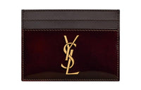 SAINT LAURENT CASSANDRE Calfskin Card Holder Regular Women's Burgundy