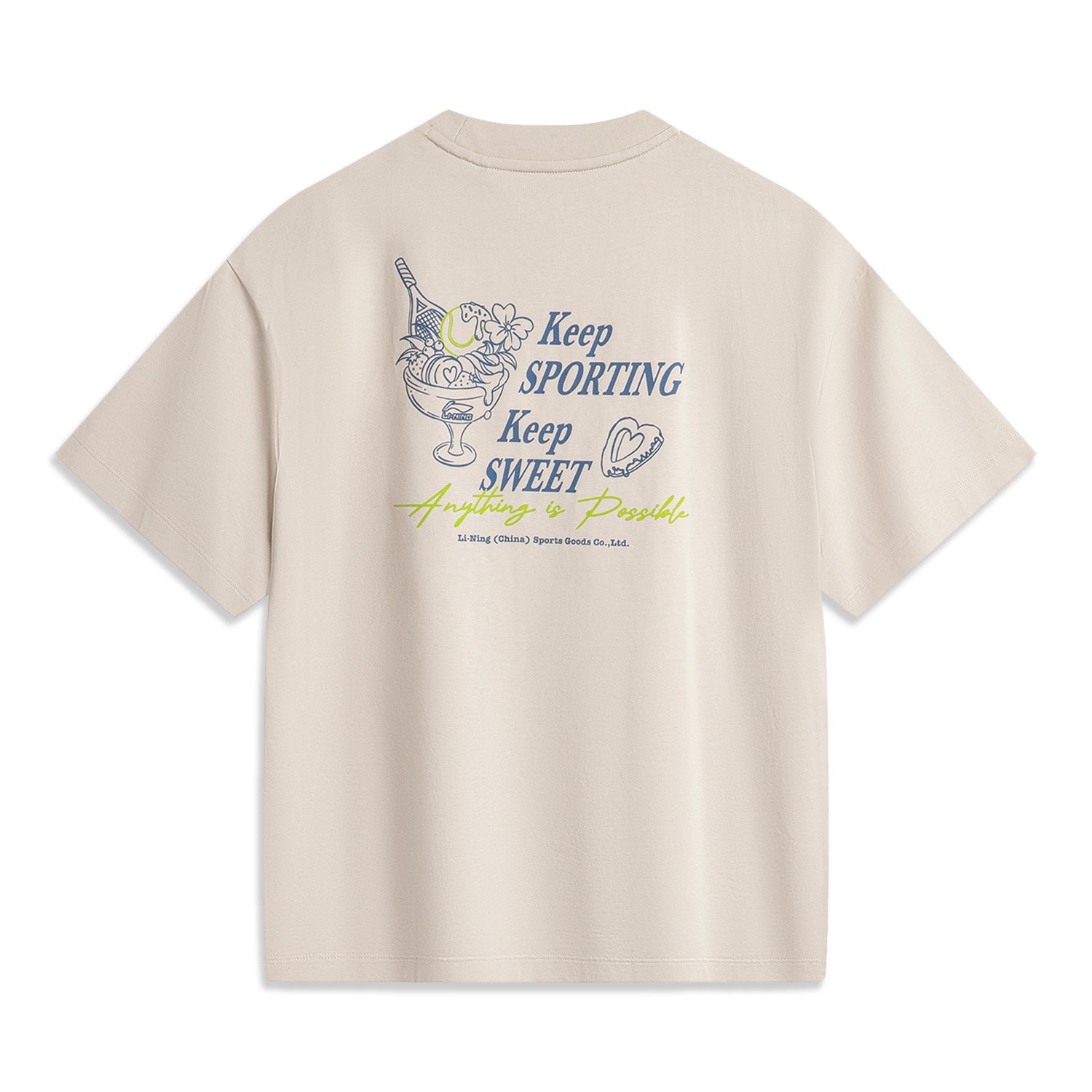 (WMNS) Li-Ning Graphic Oversized T-shirt 'Oatmeal Grey' AHSU522-3
