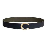 HERMES Calfskin Leather Belts Men's Turquoise Width: 3.8CM