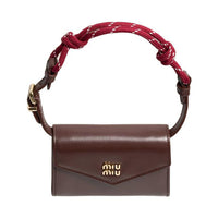 MIU MIU Leather One Shoulder Wallet Women's Ironwood Spelling Amaranth