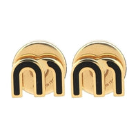 MIU MIU Metal Enamel Earrings Unisex Black