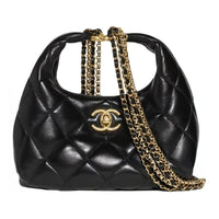 CHANEL Sheepskin Crossbody Handbag Women's Black