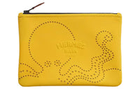 HERMES Neobain Waves Chamonix Calfskin Clutch Small Size Women's Yellow