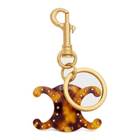 CELINE Triomphe Keyring Charm In Plexiglass With Gold Finishing