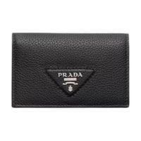 PRADA Leather Card Holder Women's Black