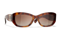 CHANEL Acetate Irregular Shape Sunglasses Women's Brown
