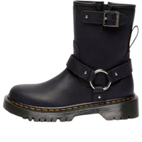 (GS) Dr. Martens Genaya Leather Biker Boots 'Black Wyoming' 41488001