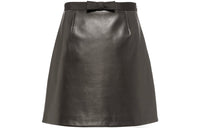 MIU MIU Leather Short Skirts Women's Coffee