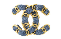 CHANEL Brooches Unisex Gold/Blue
