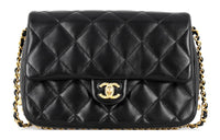 CHANEL Sheepskin Shoulder Bag Crossbody Bag Women's Black