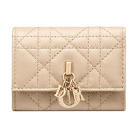 DIOR Lambskin Wallet Women's Pink Beige