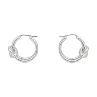 CELINE Knot Double Hoops In Brass With Rhodium Finish