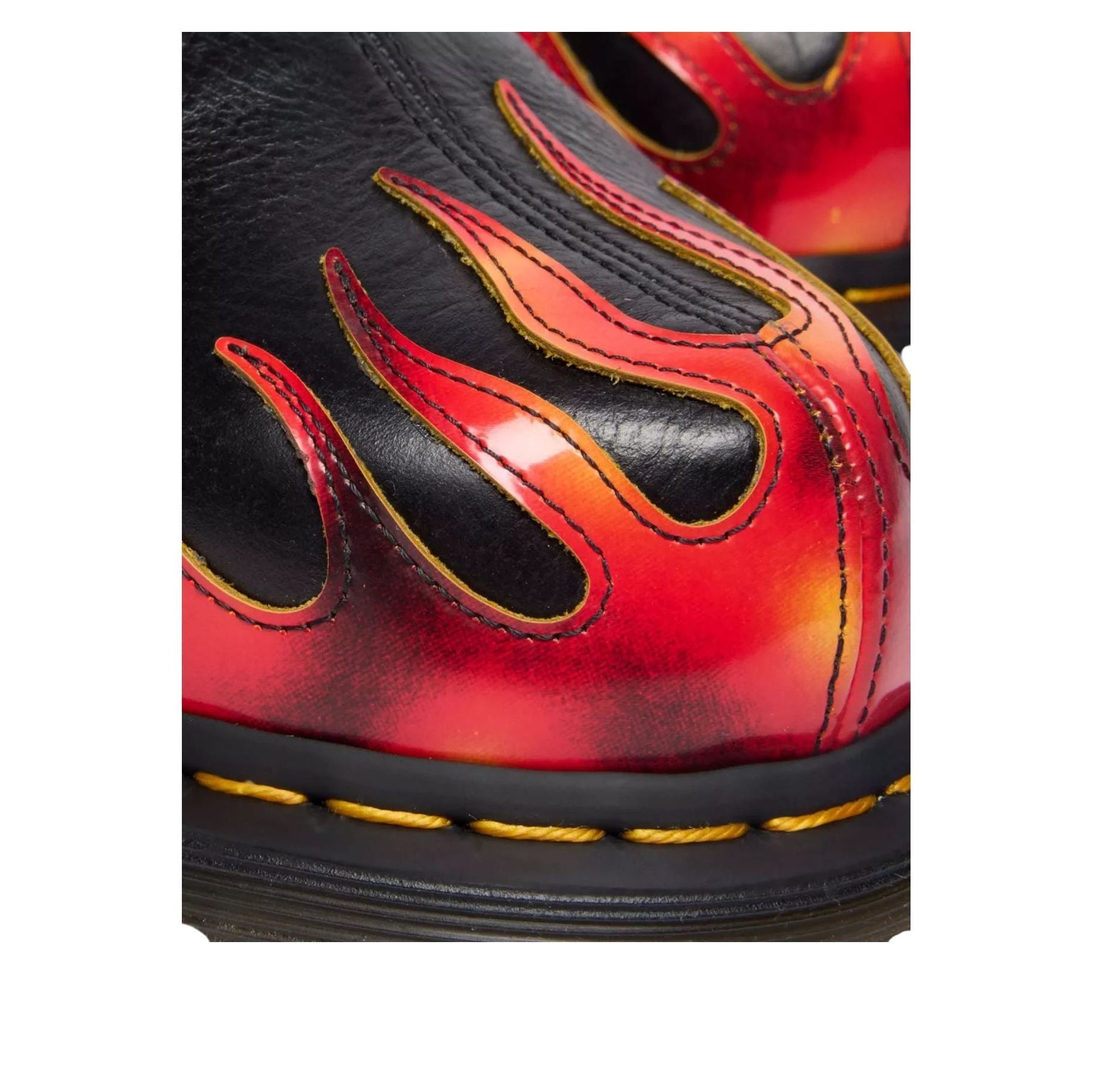 Dr. Martens San Flame Leather Mules 'Black Vibrant Red' 41605001
