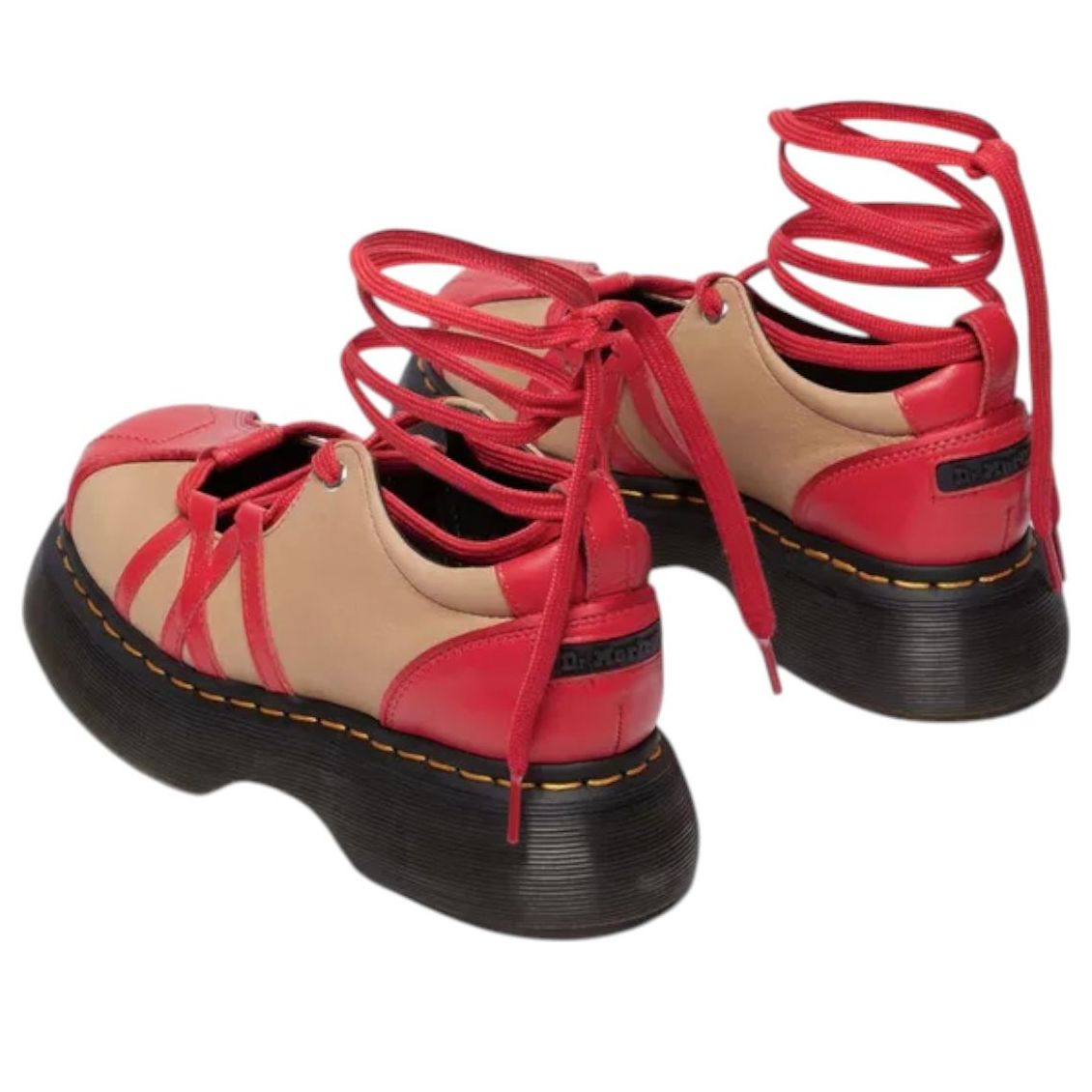 (WMNS) Dr. Martens Buzz Ballerina Leather 'Vibrant Red Vintage Taupe' 41611600